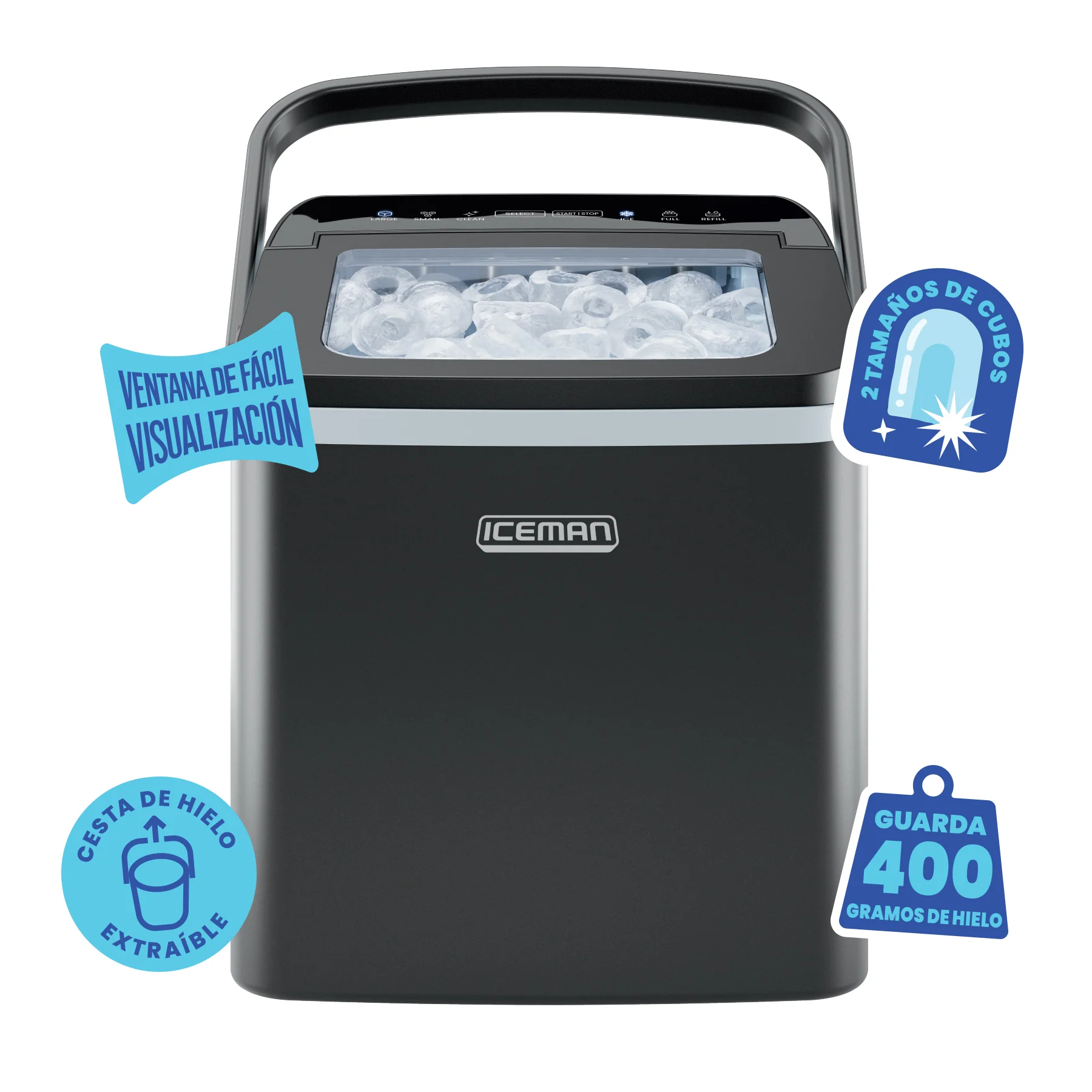 Chefman - Iceman: Máquina de Hielo Portátil con Autolimpieza, 9 Cubos en 7 Minutos - Imagen 3