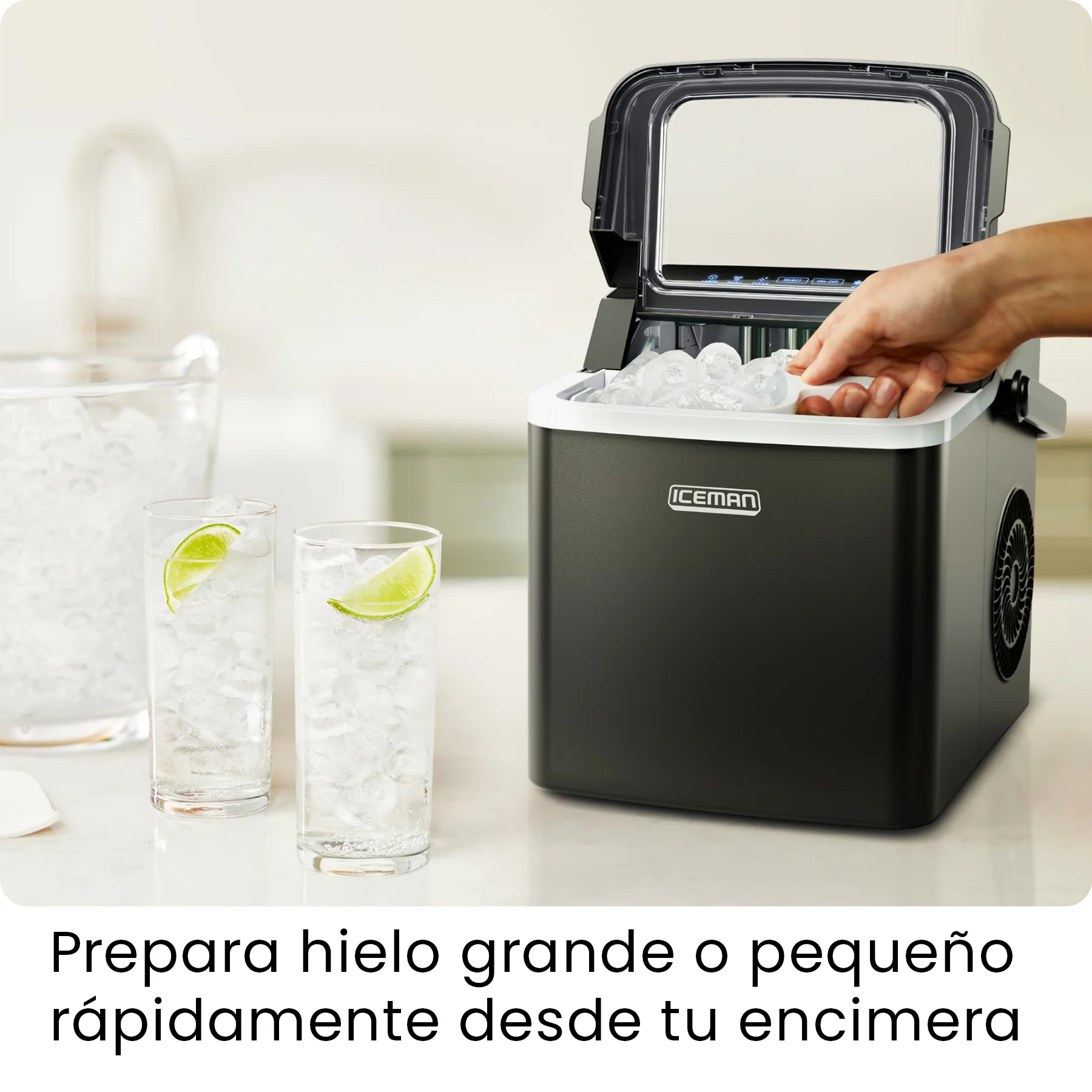 Chefman - Iceman: Máquina de Hielo Portátil con Autolimpieza, 9 Cubos en 7 Minutos - Imagen 4